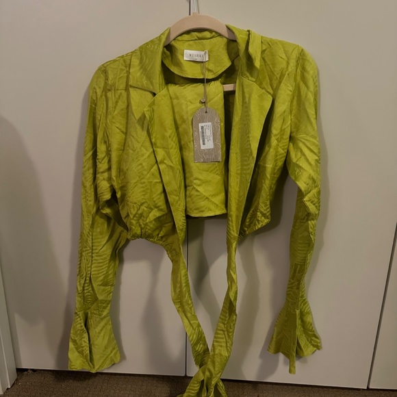 NWT Meshki Annalise Green Satin Set in XS - Picture 3 of 5